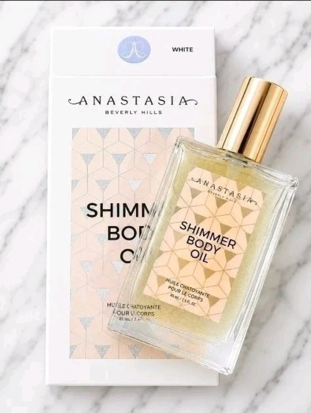 Anastasia Beverly Hills Shimmer Body Oil White 1.5 oz NIB! $38 MSRP